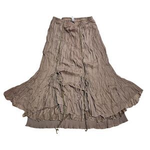 grunge whimsigoth brown silk blend maxi skirt